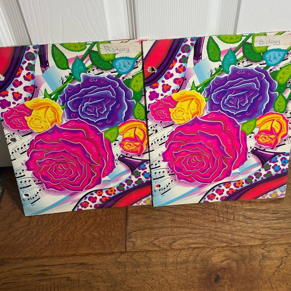 VTG Stuart Hall Lisa Frank Trends folders w/ roses/music sheets/heels (set of 2)